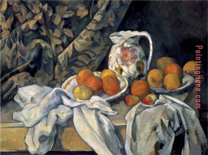 Paul Cezanne Still Life with a Curtain And Pitcher